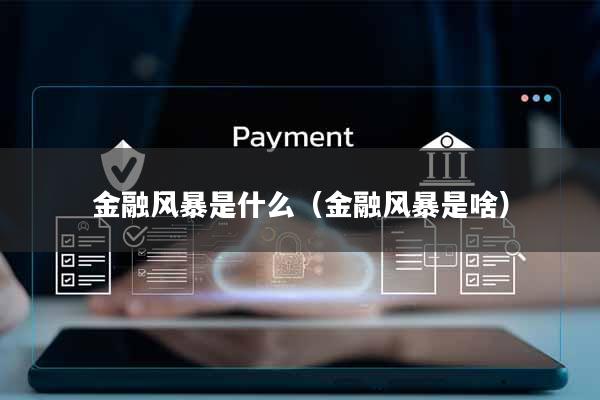 金融风暴是什么(金融风暴是啥)